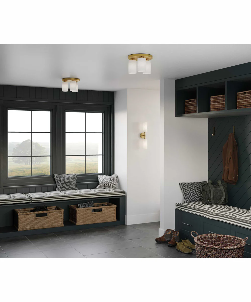 Cofield 12 in. 3-Light Transitional Flush Mount Vintage Brass - Image 2
