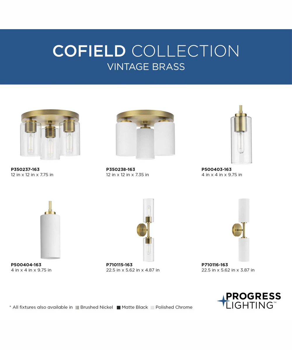 Cofield 12 in. 3-Light Transitional Flush Mount Vintage Brass - Image 4