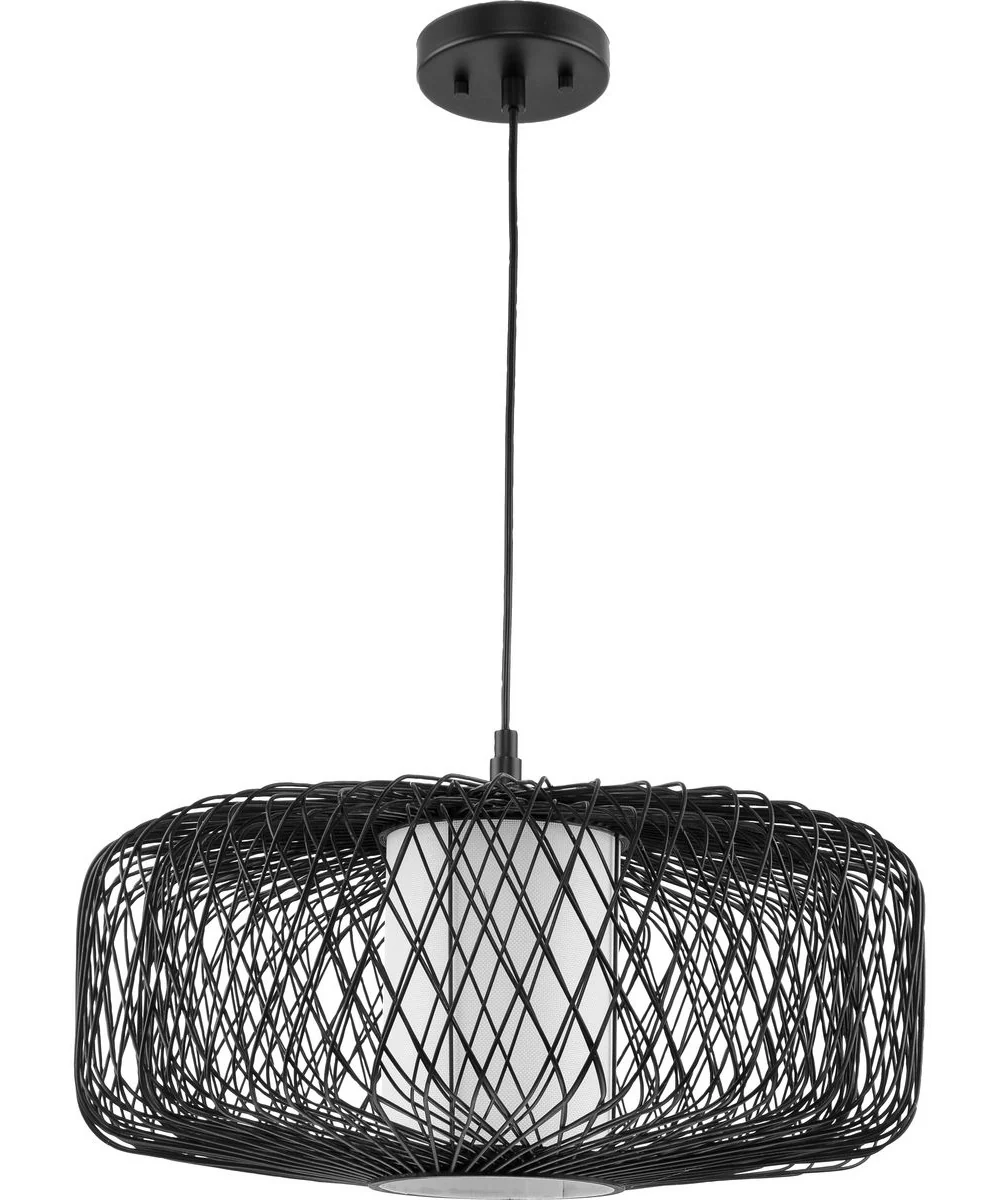 Cordova 1-Light Large Pendant Black Rattan - Image 5