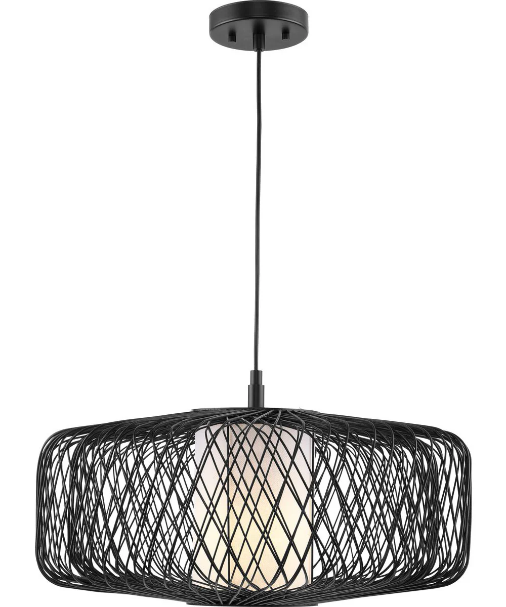 Cordova 1-Light Large Pendant Black Rattan - Image 8
