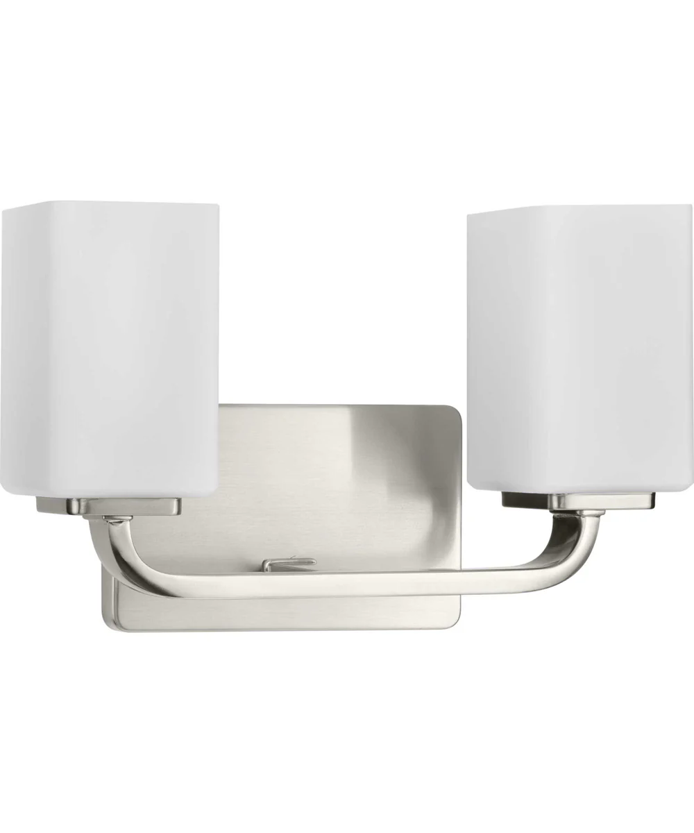 Cowan 2-Light Modern Etched Opal Glass Bath Vanity Light Brushed Nickel
