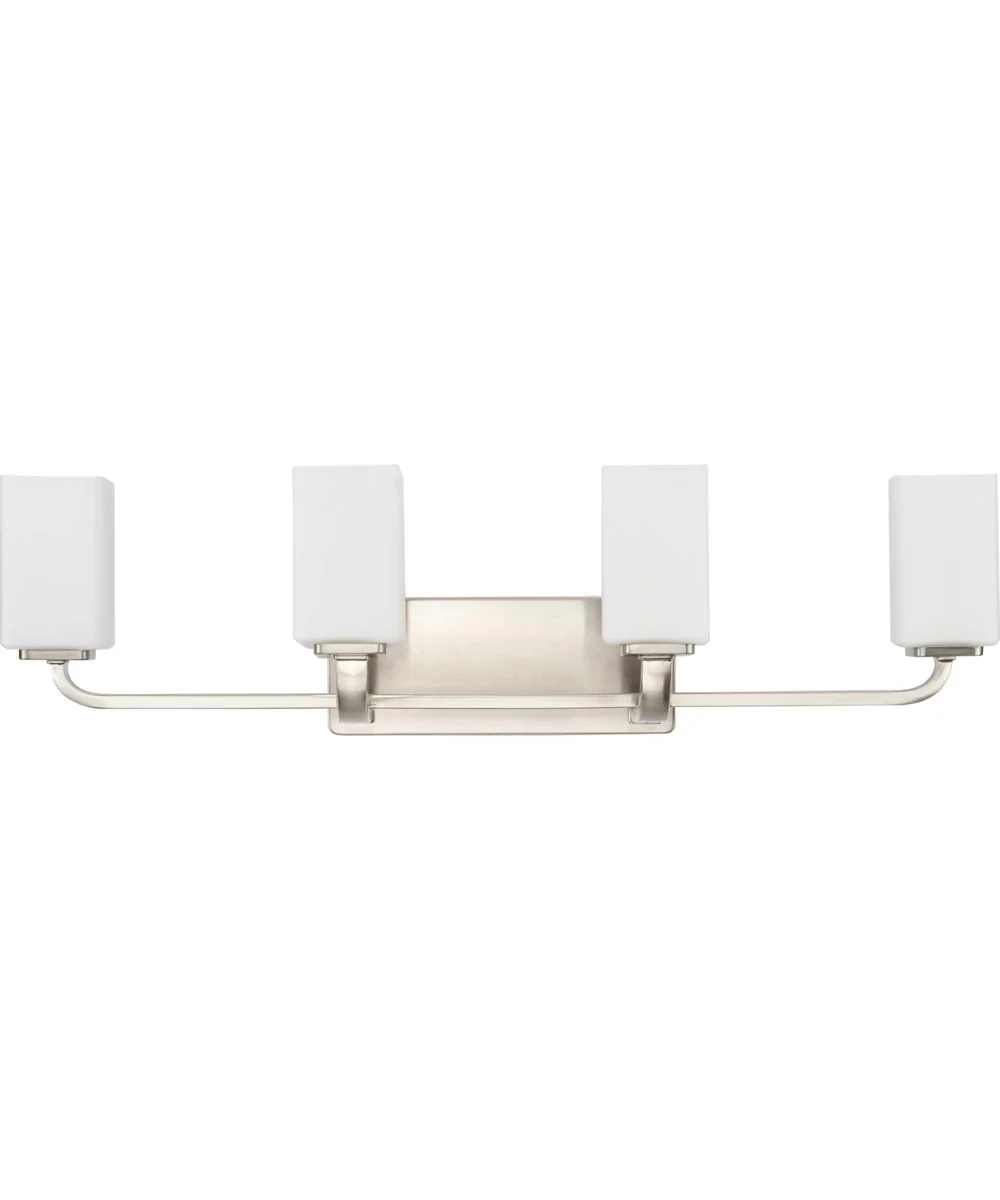 Cowan 4-Light Modern Etched Opal Glass Bath Vanity Light Brushed Nickel - Image 5