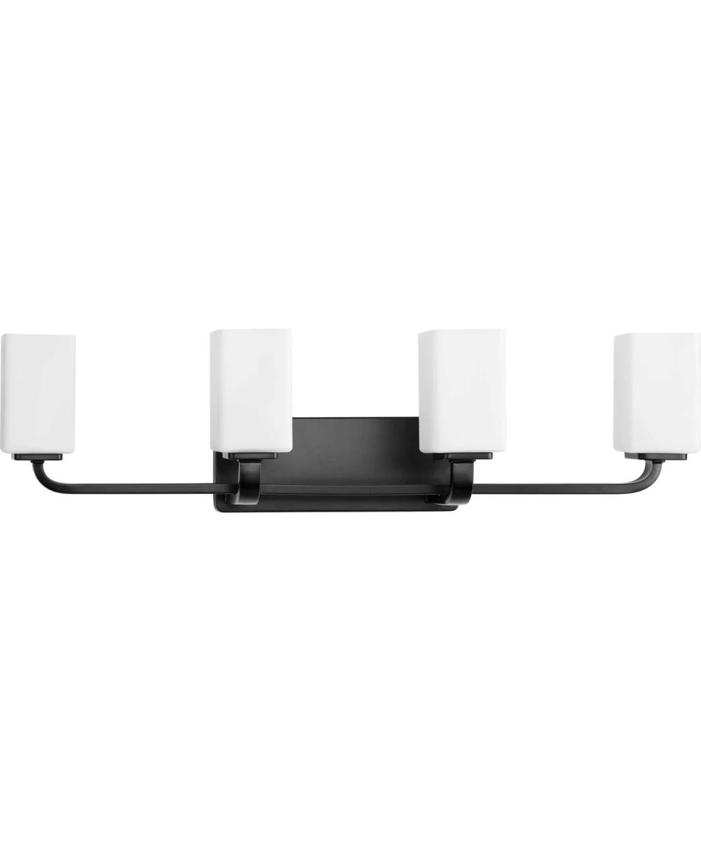 Cowan 4-Light Modern Etched Opal Glass Bath Vanity Light Matte Black