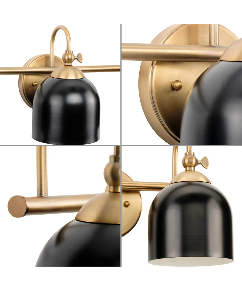 Dalton 3-Light Farmhouse Metal Shade Bath Vanity Light Vintage Brass - Image 3