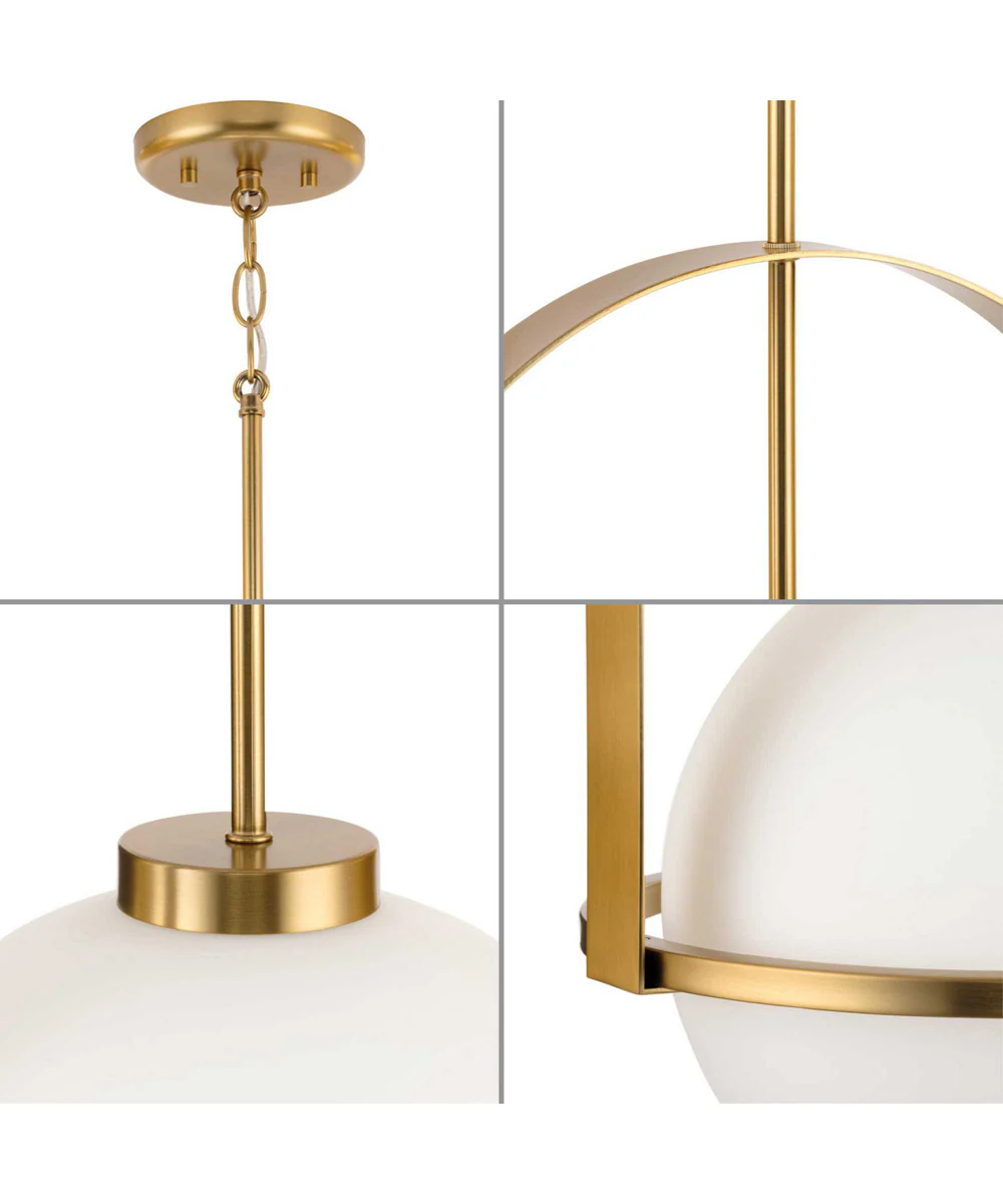 Delayne 1-Light Mid-Century Modern Etched Opal Glass Pendant Light Brushed Bronze - Image 2