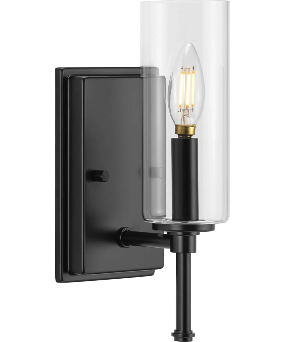 Elara 1-Light New Traditional Clear Glass Bath Vanity Light Matte Black - Image 2