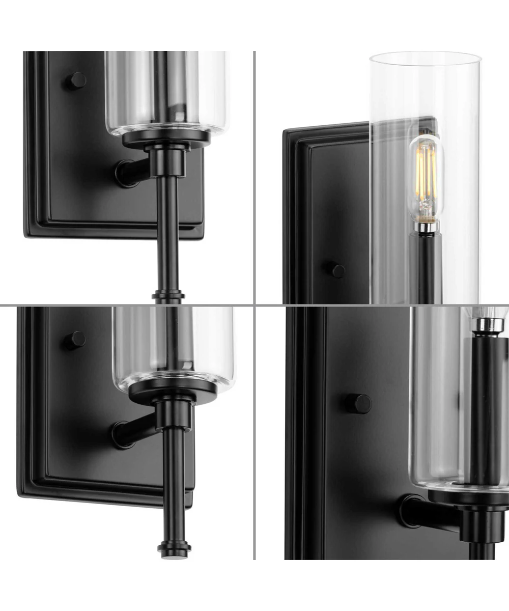 Elara 1-Light New Traditional Clear Glass Bath Vanity Light Matte Black - Image 3