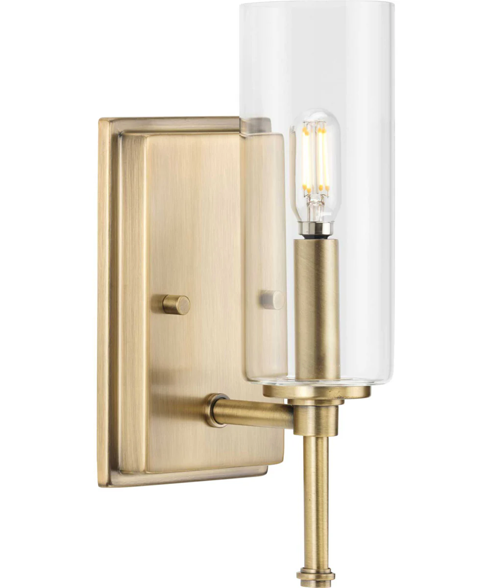 Elara 1-Light New Traditional Clear Glass Bath Vanity Light Vintage Brass