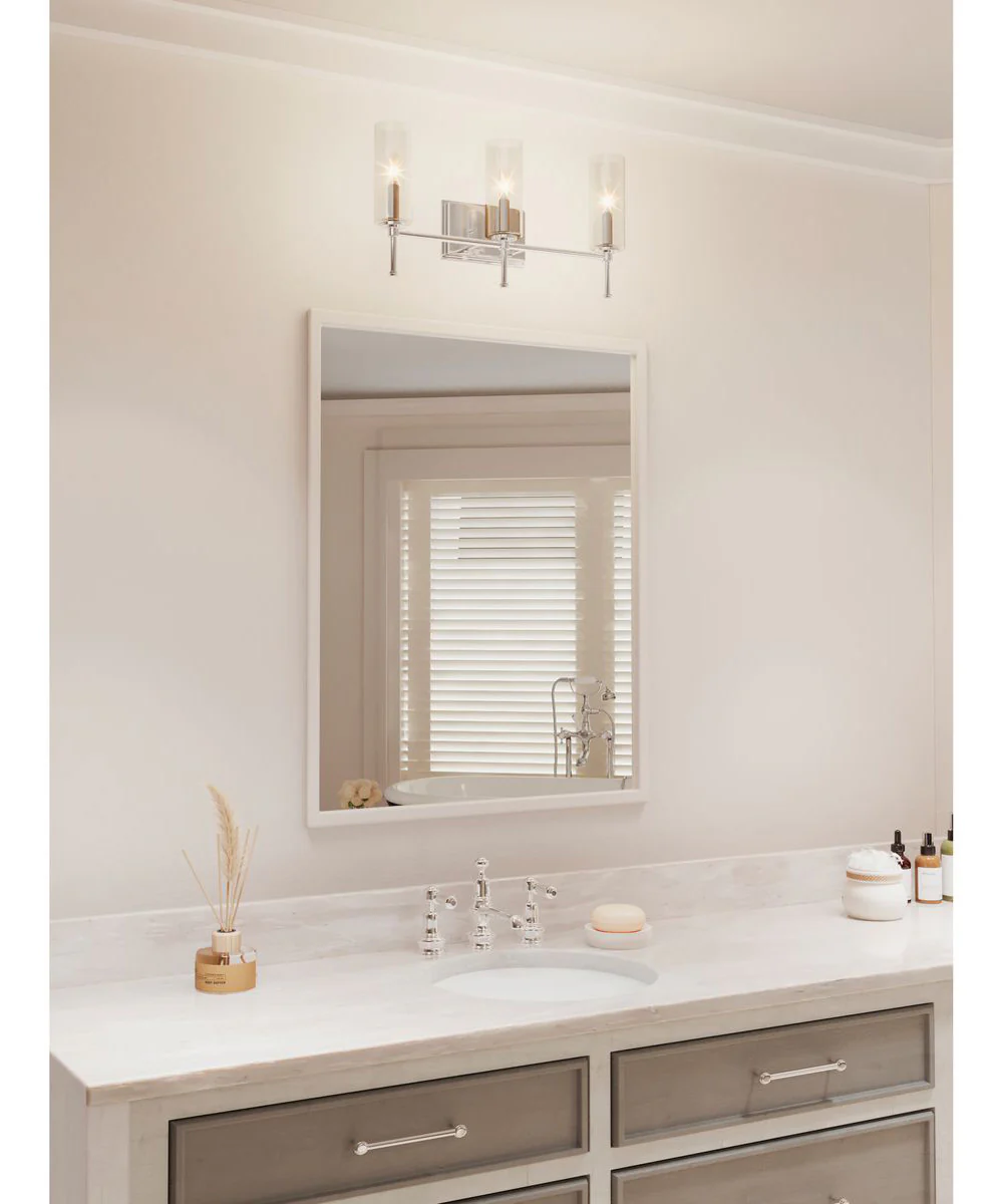 Elara 3-Light Clear Glass New Traditional Bath Vanity Light Brushed Nickel - Image 2