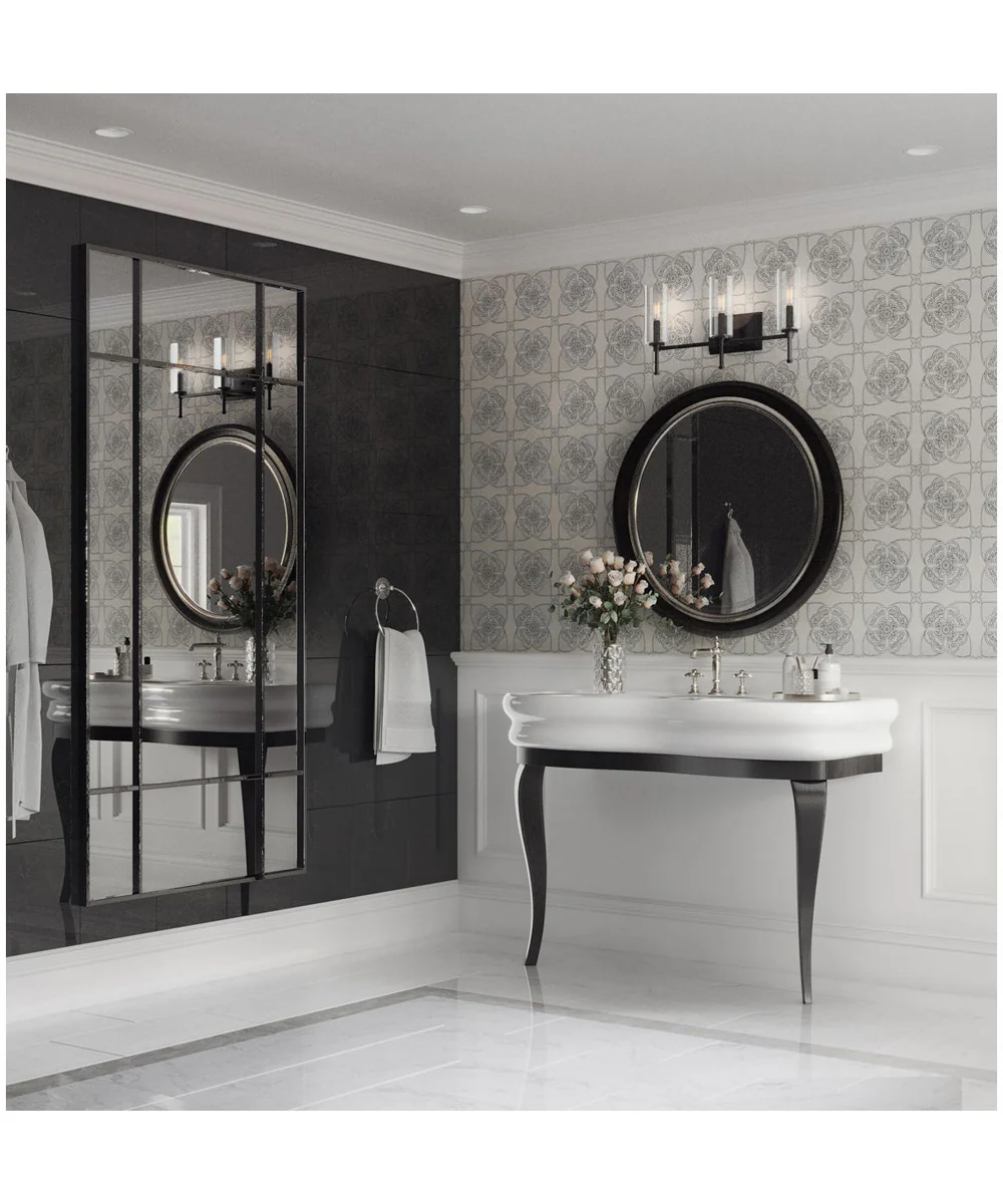 Elara 3-Light Clear Glass New Traditional Bath Vanity Light Matte Black - Image 2