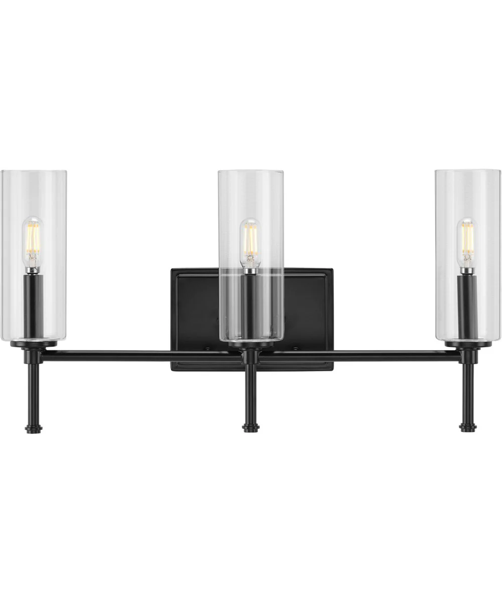 Elara 3-Light Clear Glass New Traditional Bath Vanity Light Matte Black - Image 5