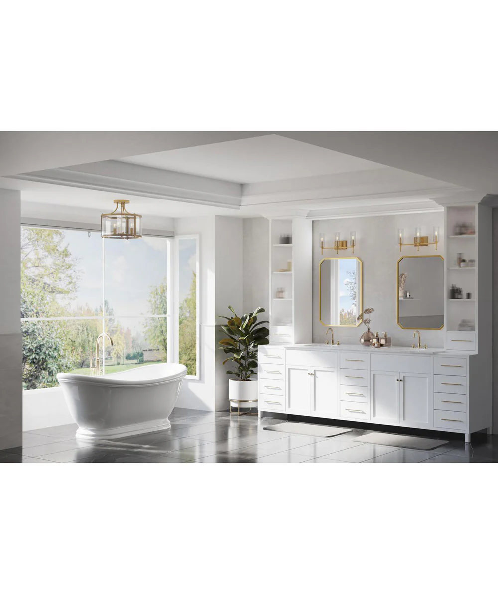 Elara 3-Light Clear Glass New Traditional Bath Vanity Light Vintage Brass - Image 2