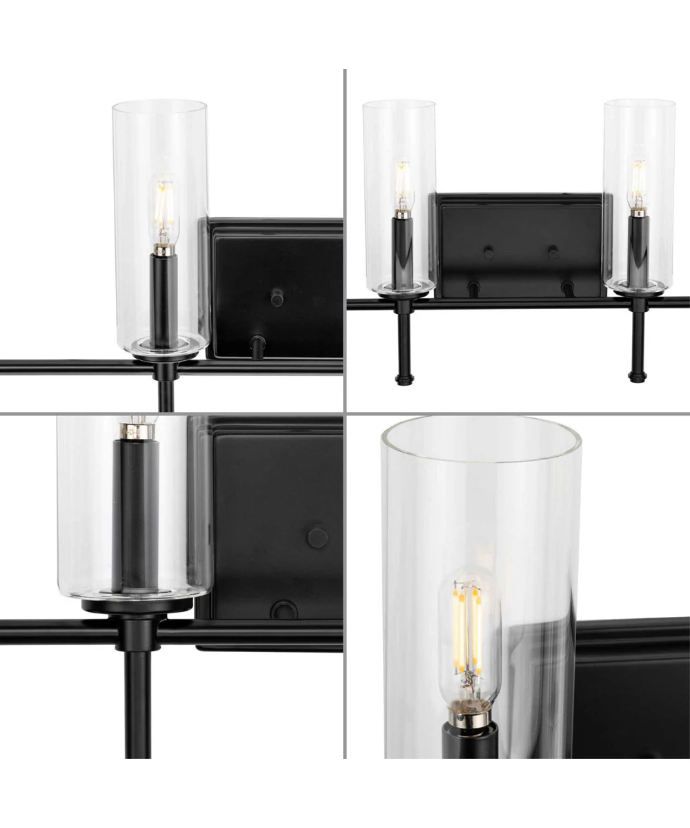 Elara 4-Light New Traditional Clear Glass Bath Vanity Light Matte Black - Image 4