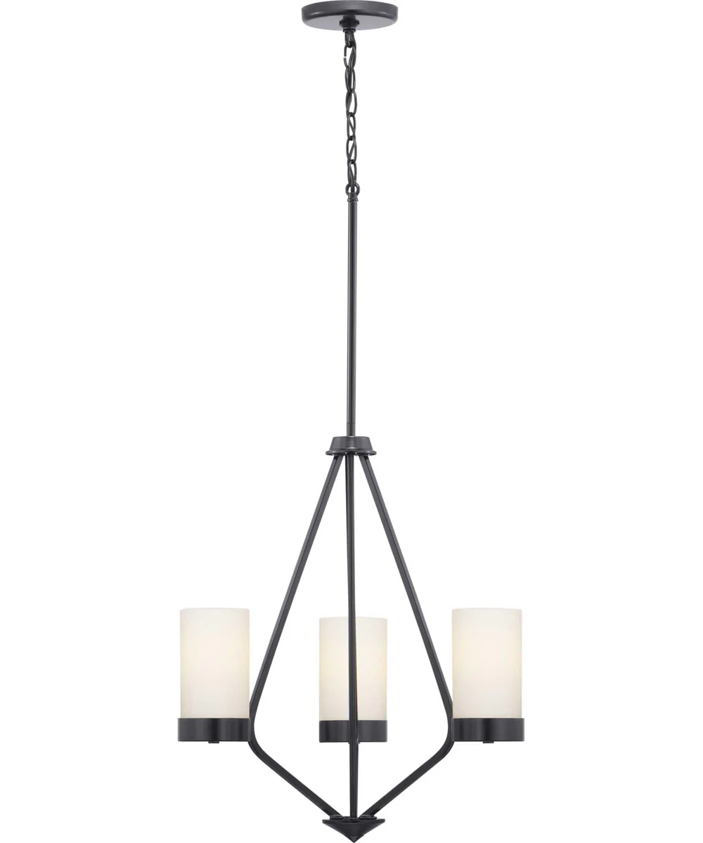 Elevate 3-Light Etched White Glass Mid-Century Modern Chandelier Light Matte Black - Image 6