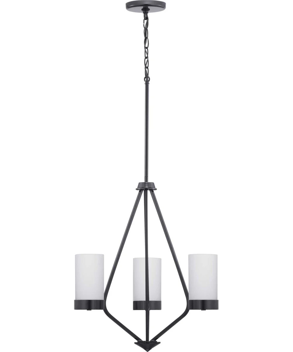 Elevate 3-Light Etched White Glass Mid-Century Modern Chandelier Light Matte Black - Image 8