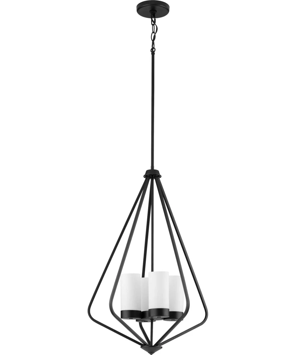 Elevate 4-Light Etched White Glass Modern Style Hanging Pendant Light Matte Black - Image 2