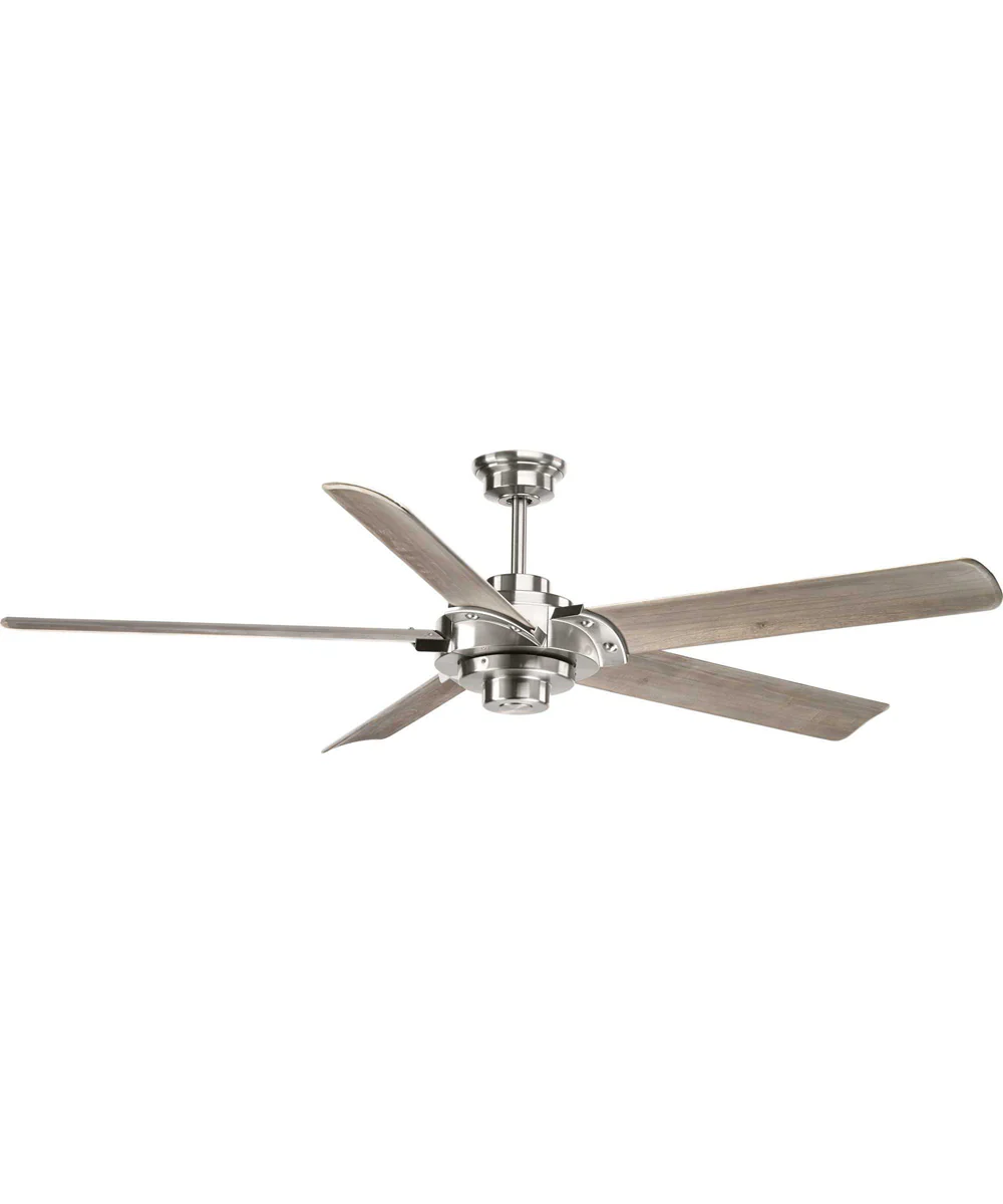 Ellwood 68" Carved Wood Blade Brushed Nickel