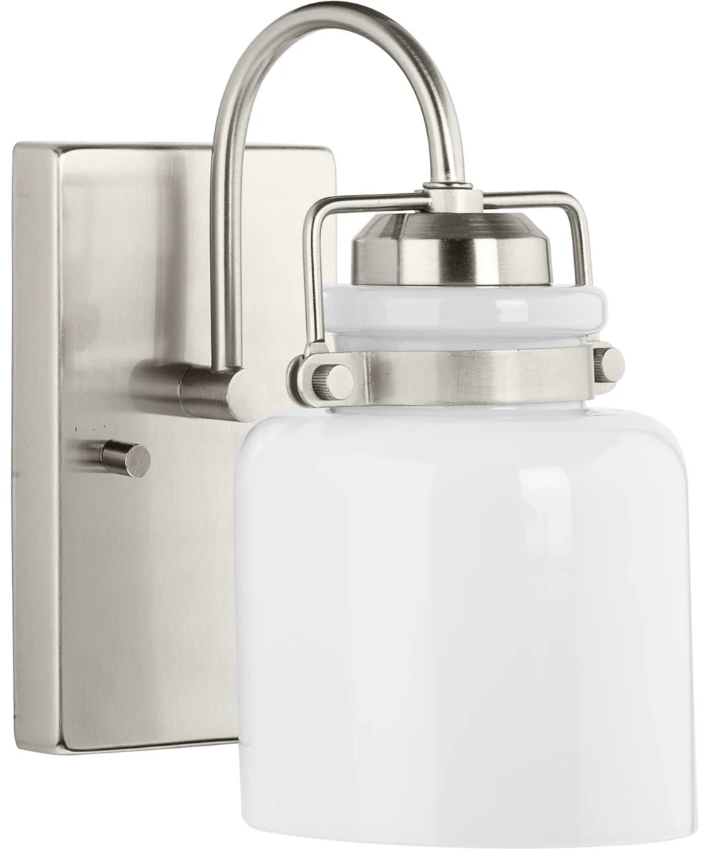 Fessler 1-Light Opal Glass Farmhouse Bath Light Brushed Nickel