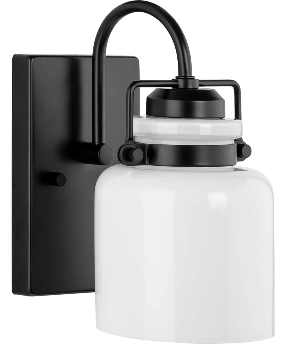 Fessler 1-Light Opal Glass Farmhouse Bath Light Matte Black
