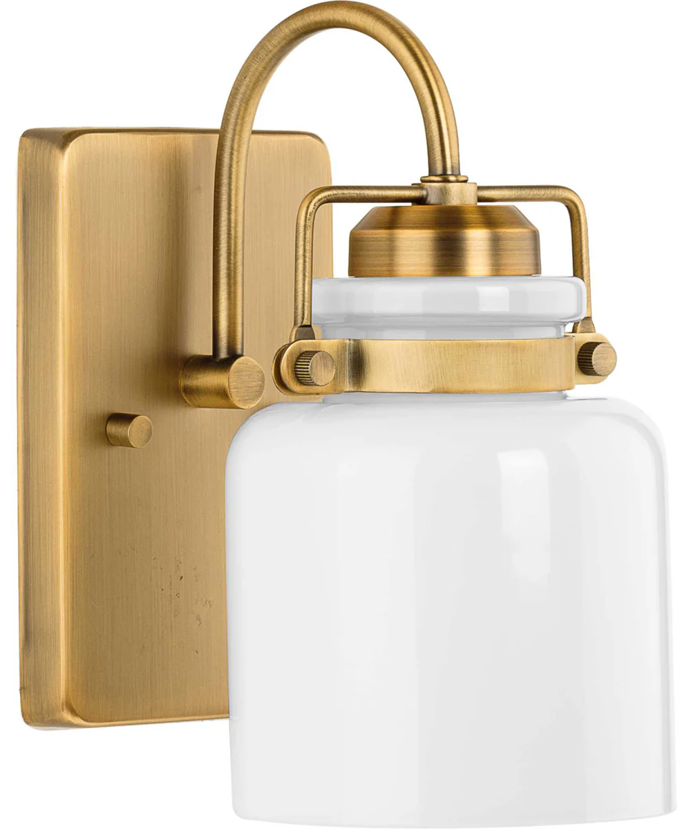 Fessler 1-Light Opal Glass Farmhouse Bath Light Vintage Brass