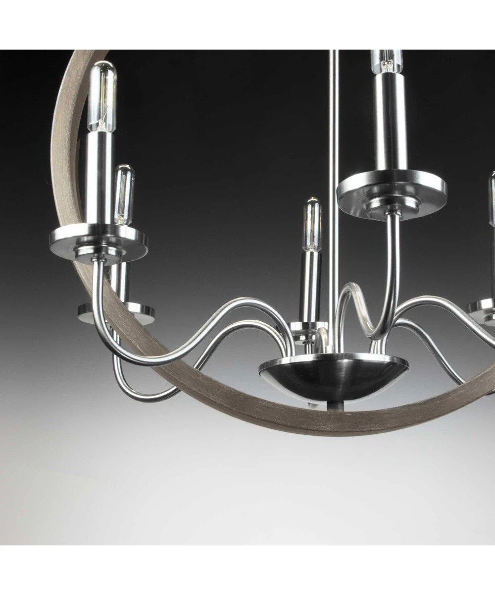 Fontayne 6-Light Farmhouse Chandelier Light Brushed Nickel - Image 3