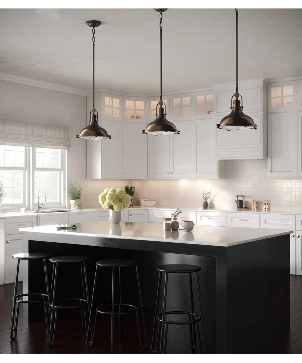 Fresnel Lens LED Clear Fresnel Glass Coastal Pendant Light Oil Rubbed Bronze - Image 5