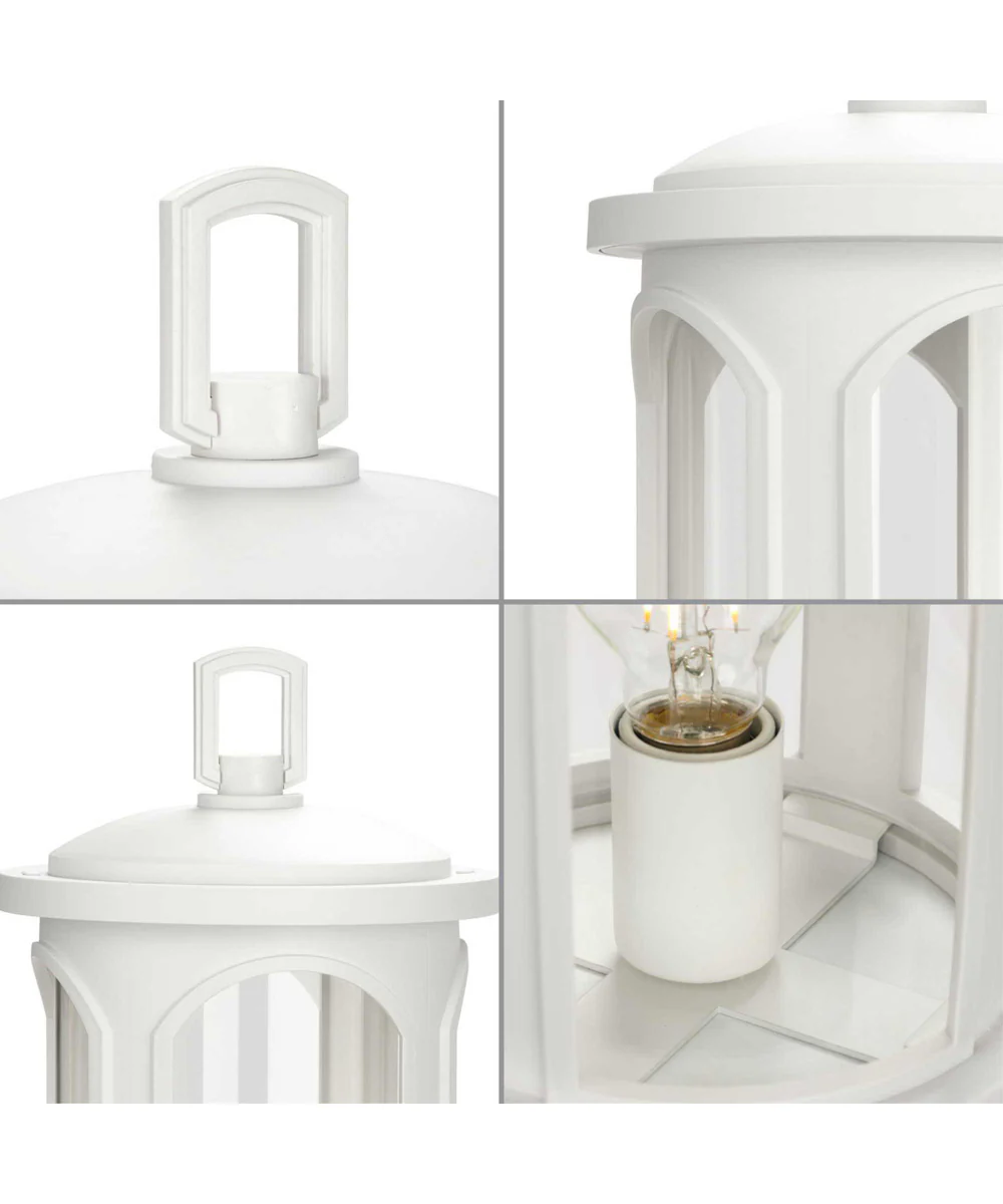 Gables 1-Light Coastal Clear Glass Outdoor Post Light Satin White - Image 2