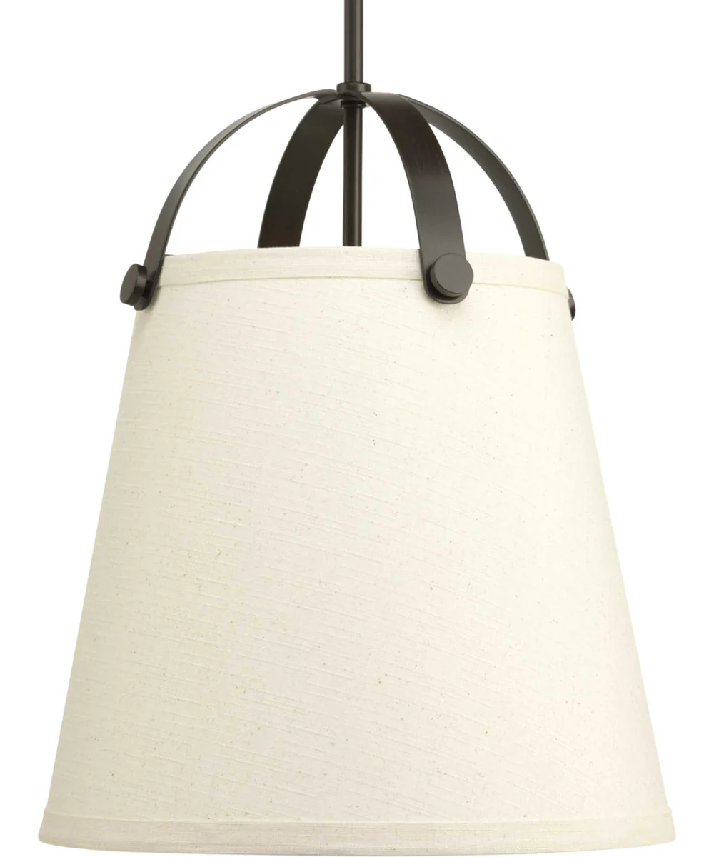 Galley 2-Light Linen Shade Coastal Pendant Light Antique Bronze