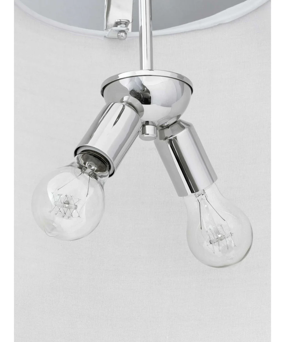Galley 2-Light Linen Shade Coastal Pendant Light Polished Nickel - Image 6