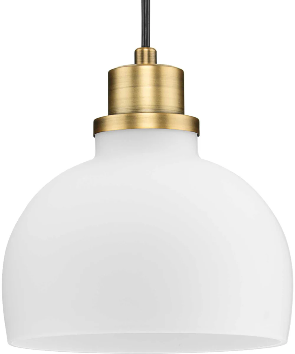 Garris 1-Light Etched Opal  Glass Transitional Mini-Pendant Vintage Brass