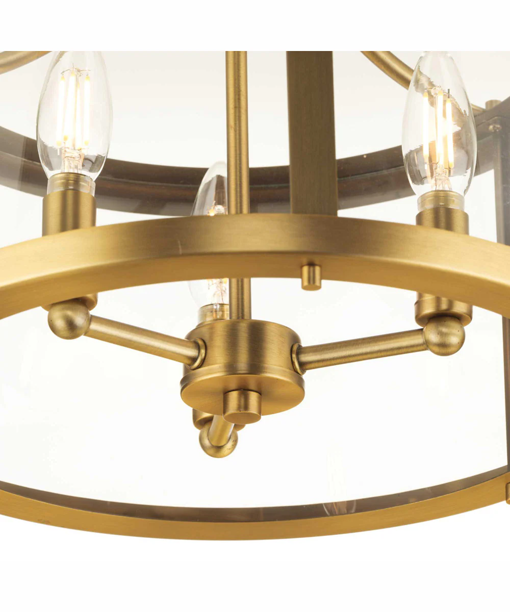 Gilliam 13 in. 3-Light New Traditional Semi-Flush Mount Vintage Brass - Image 6