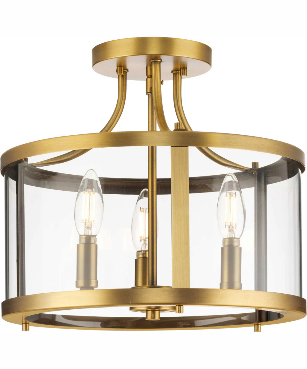 Gilliam 13 in. 3-Light New Traditional Semi-Flush Mount Vintage Brass - Image 7