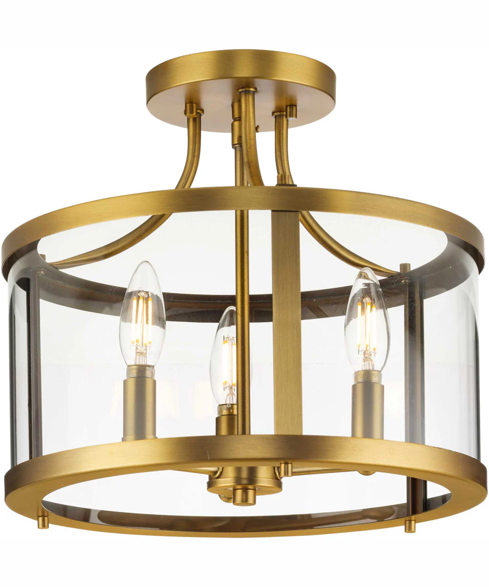 Gilliam 13 in. 3-Light New Traditional Semi-Flush Mount Vintage Brass - Image 8