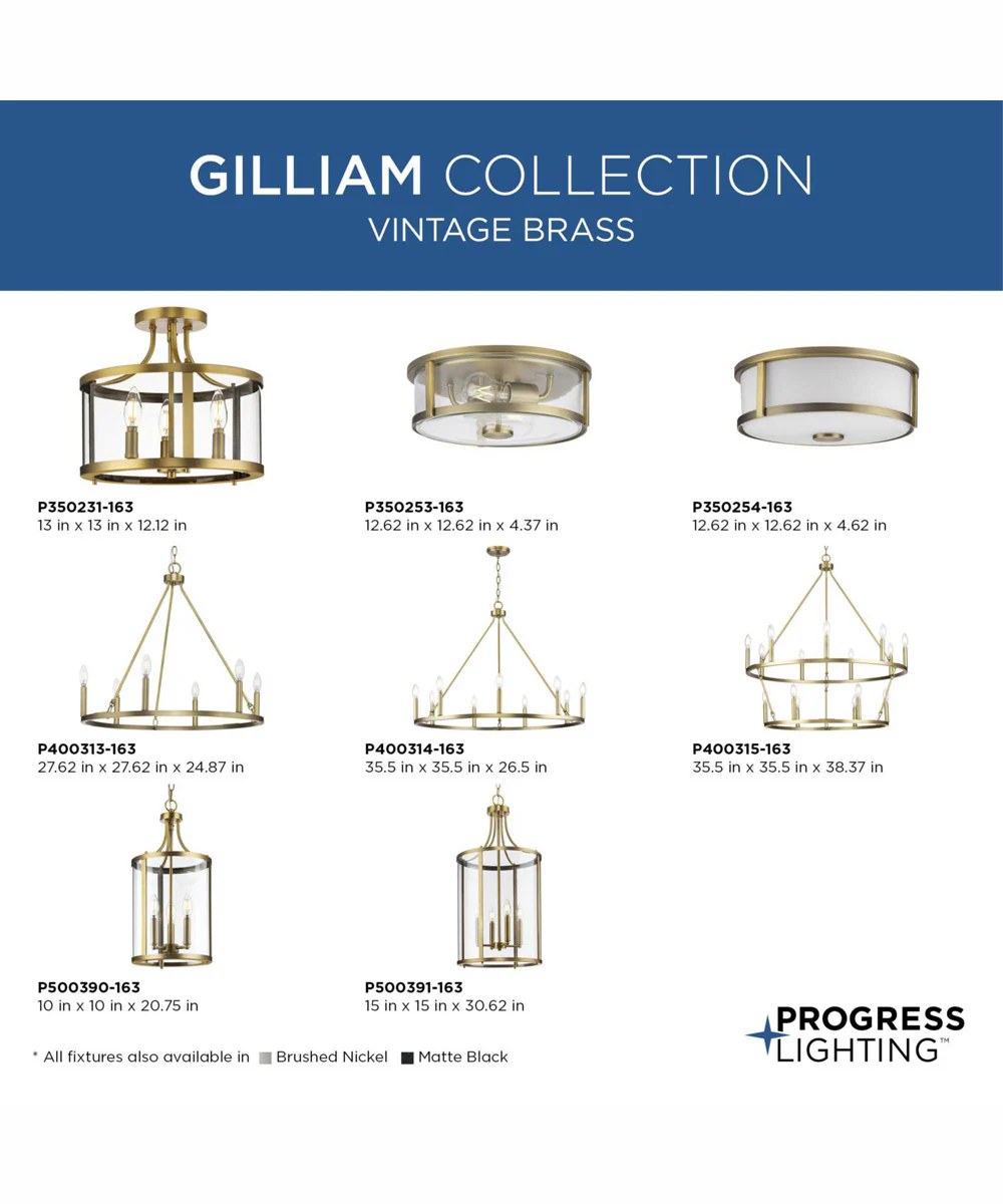 Gilliam 4-Light New Traditional Hall & Foyer Vintage Brass - Image 8