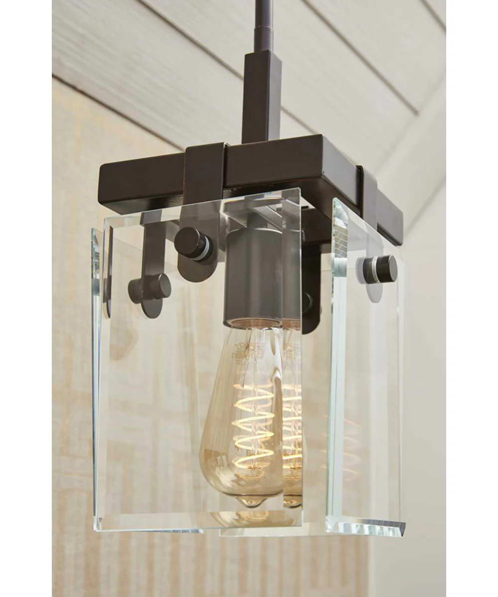 Glayse 1-Light Clear Glass Luxe Pendant Light Antique Bronze - Image 3