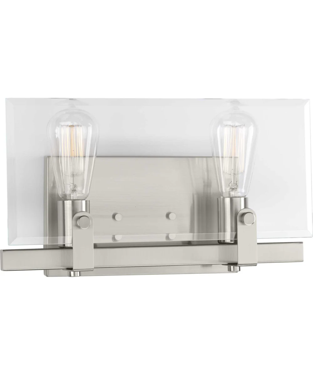 Glayse 2-Light Clear Glass Luxe Bath Vanity Light Brushed Nickel - Image 4