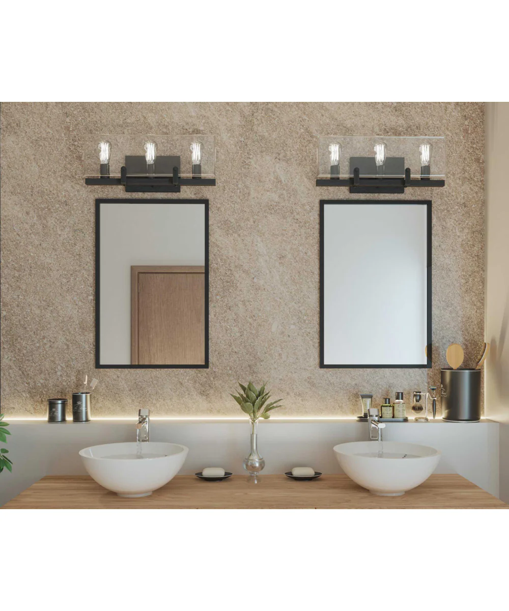 Glayse 3-Light Clear Glass Luxe Bath Vanity Light Antique Bronze - Image 2