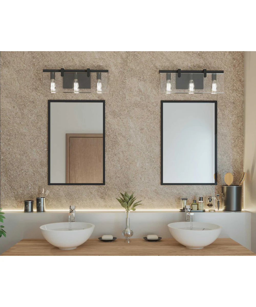 Glayse 3-Light Clear Glass Luxe Bath Vanity Light Antique Bronze - Image 3