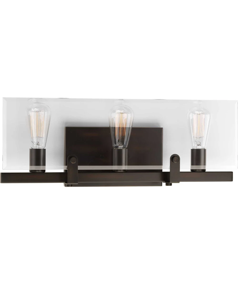 Glayse 3-Light Clear Glass Luxe Bath Vanity Light Antique Bronze - Image 4