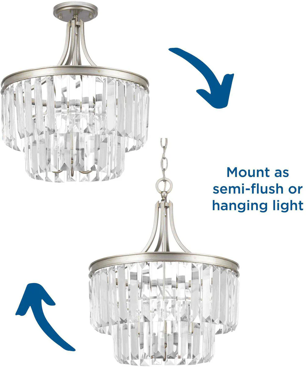 Glimmer 3-Light 19" Semi-Flush Convertible Silver Ridge - Image 2