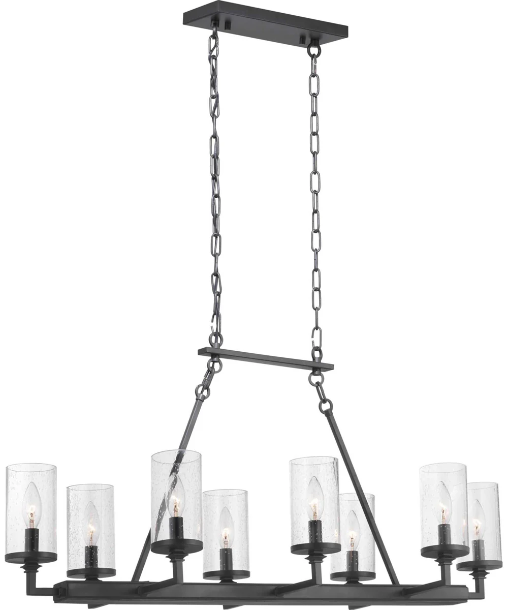 Gresham 8-Light Clear Seeded Glass Farmhouse Chandelier Light Graphite - Image 4
