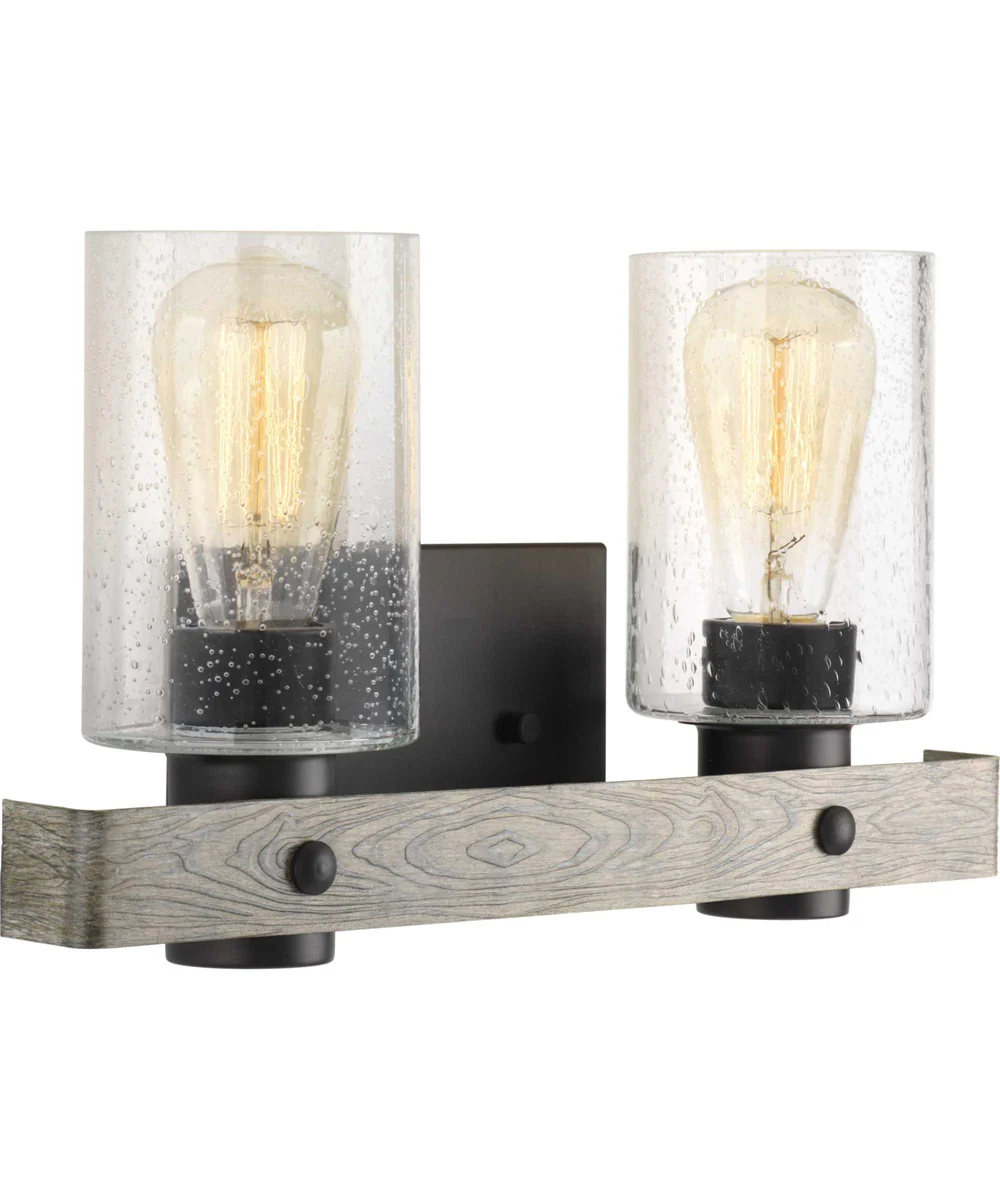 Gulliver 2-Light Clear Seeded Glass Coastal Bath Vanity Light Graphite
