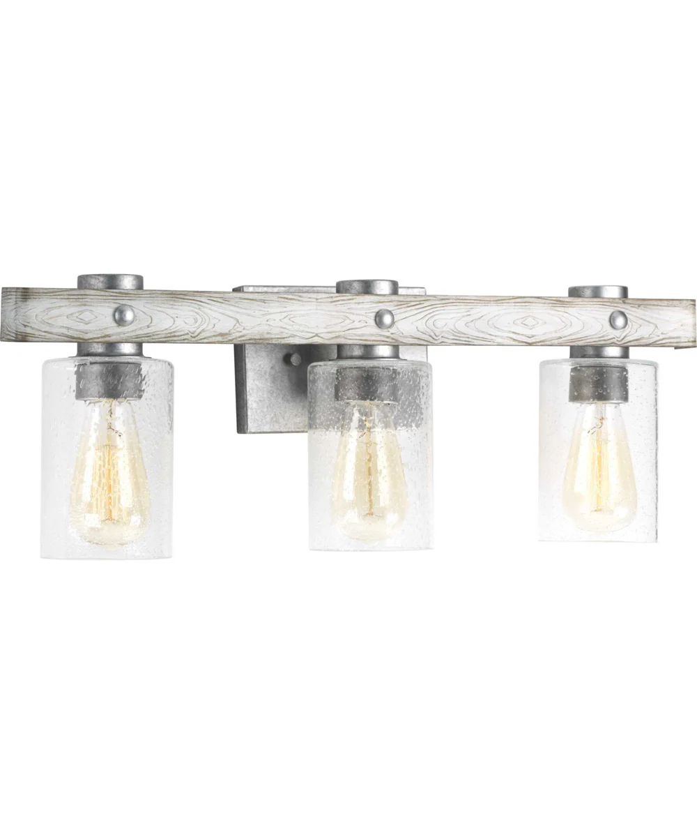 Gulliver 3-Light Clear Seeded Glass Coastal Bath Vanity Light Galvanized Finish - Image 6