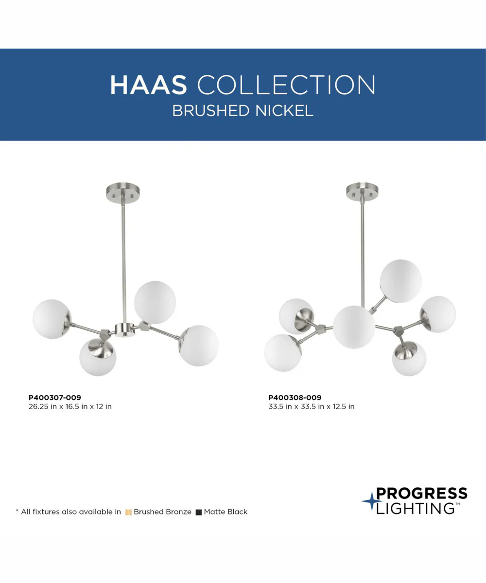 Haas 6-Light Mid-Century Modern Chandelier Brushed Nickel - Image 7