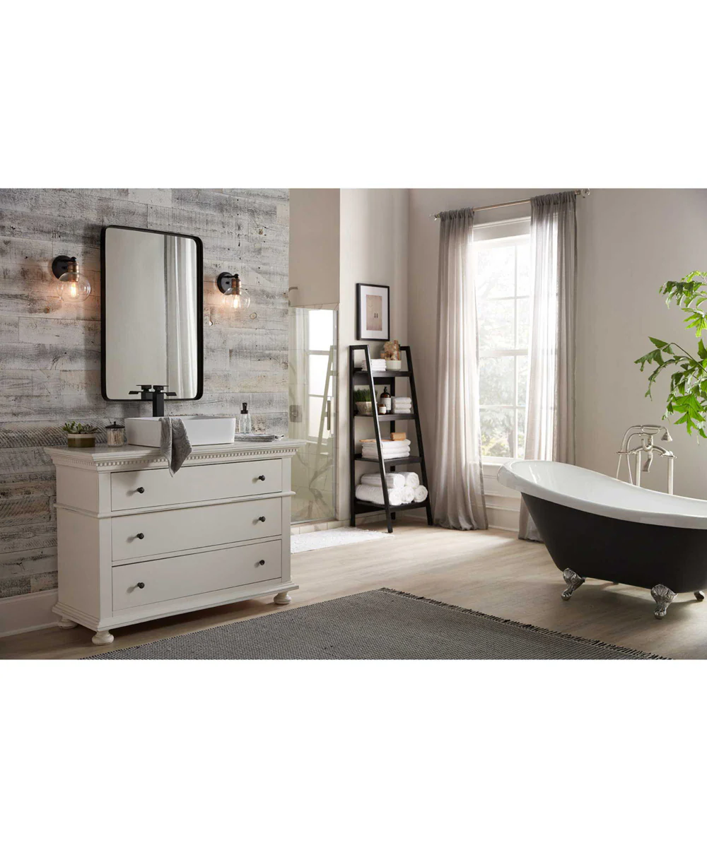 Hansford 1-Light Clear Glass Coastal Bath Vanity Light Antique Bronze - Image 2