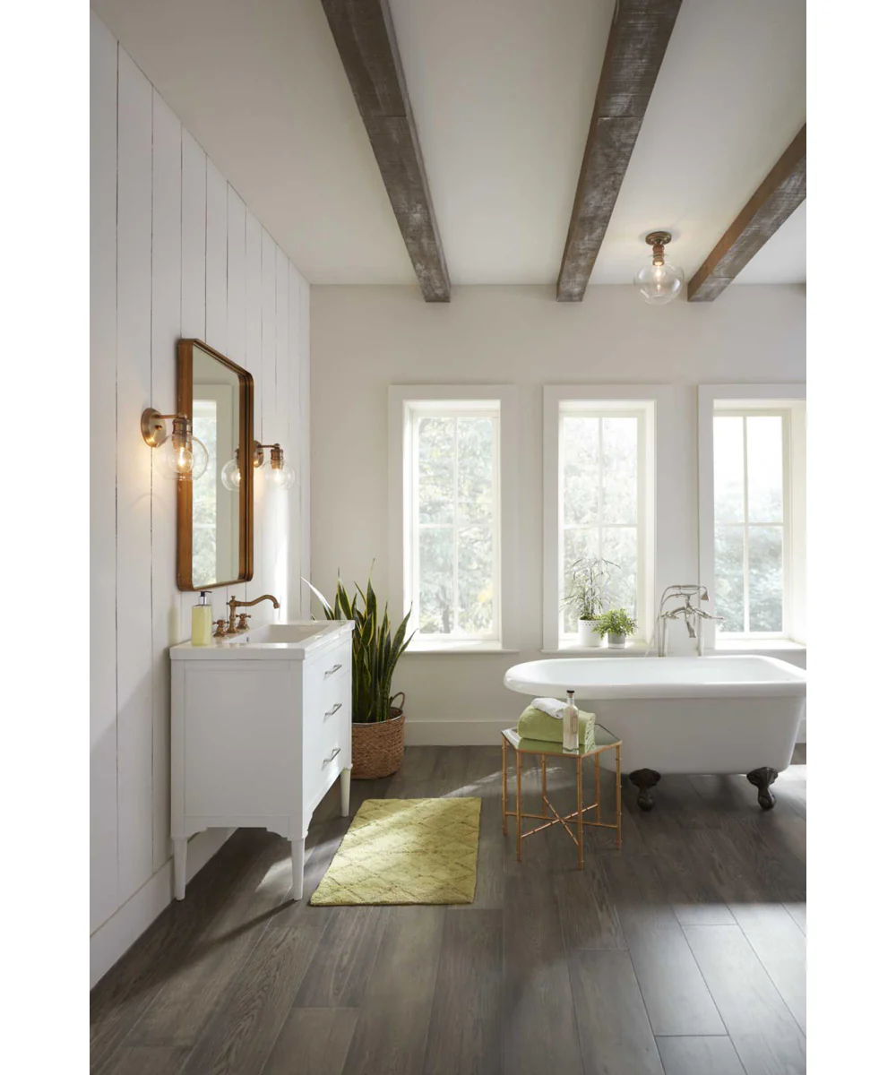 Hansford 1-Light Clear Glass Farmhouse Bath Vanity Light Vintage Brass - Image 3