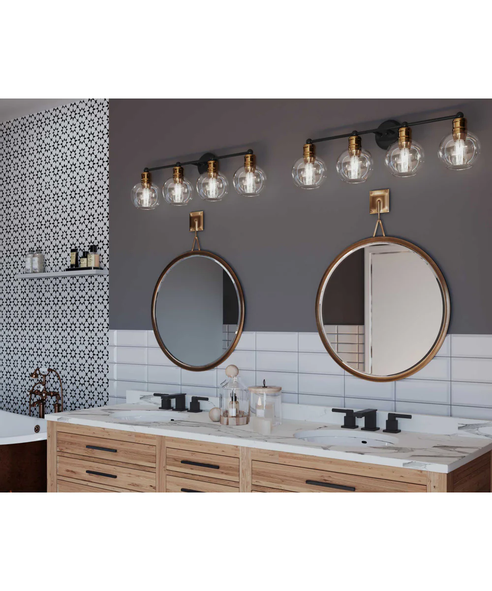 Hansford 4-Light Clear Glass Coastal Bath Vanity Light Antique Bronze - Image 2