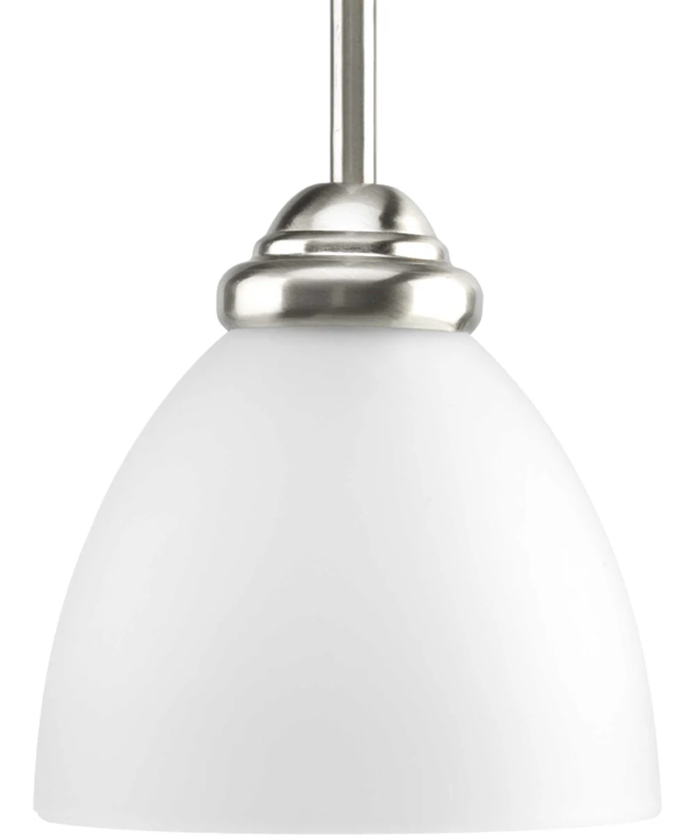 Heart 1-Light Etched Glass Traditional Mini-Pendant Light Brushed Nickel - Image 2