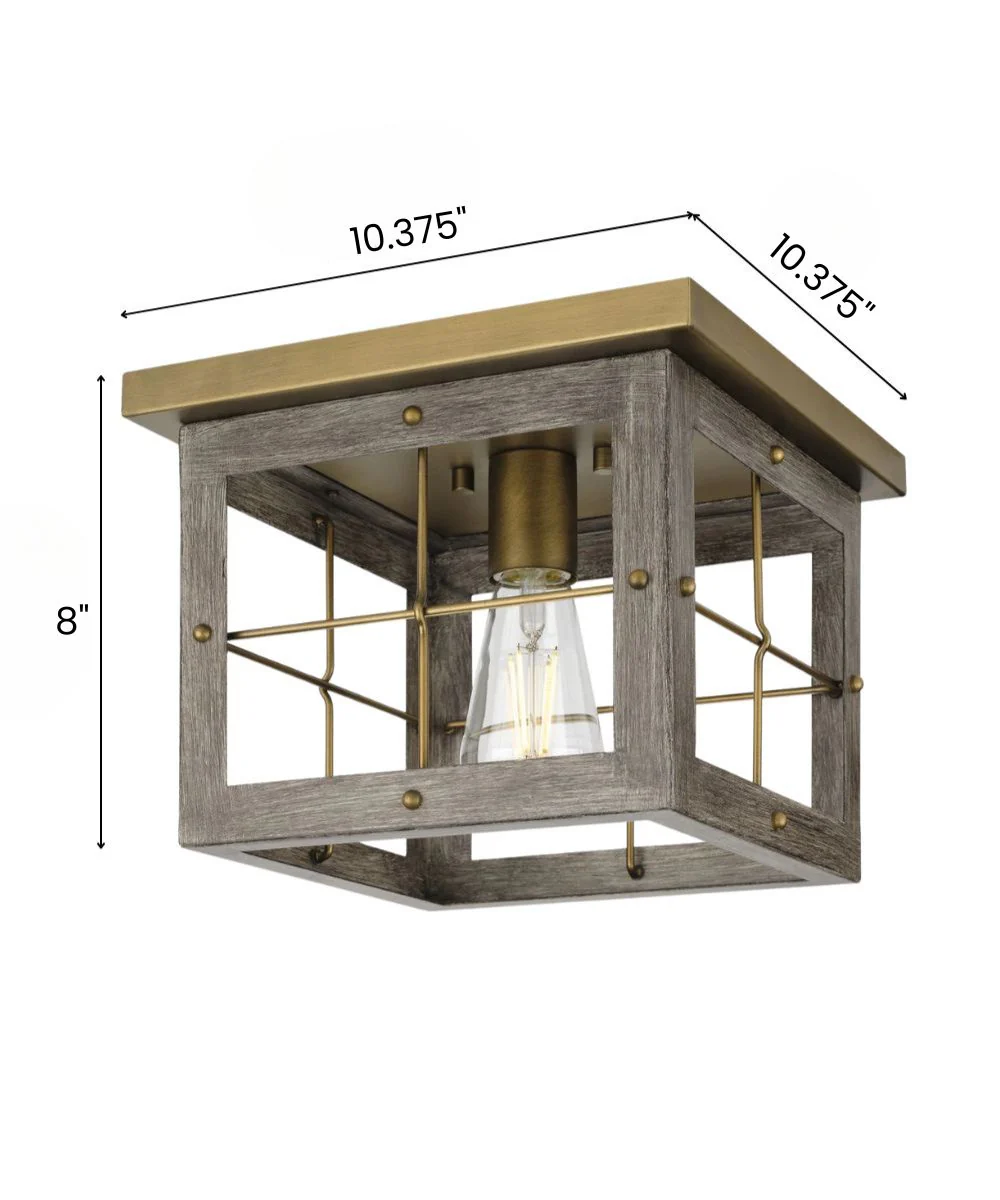 Hedgerow 1-Light 11"w Flush Mount Ceiling Light Fixture Aged Oak Farmhouse Indoor by Progress - Image 4