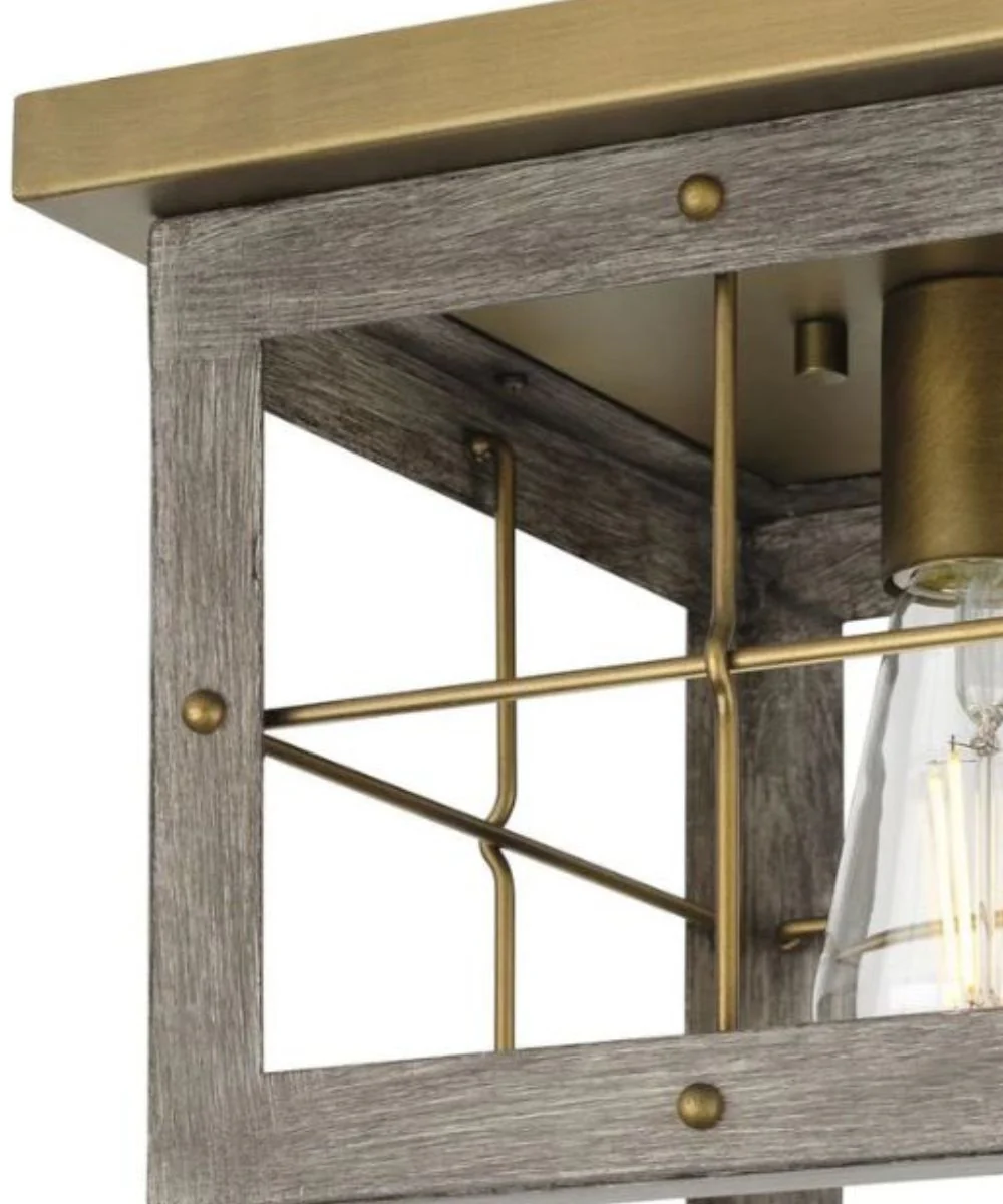 Hedgerow 1-Light 11"w Flush Mount Ceiling Light Fixture Aged Oak Farmhouse Indoor by Progress - Image 5